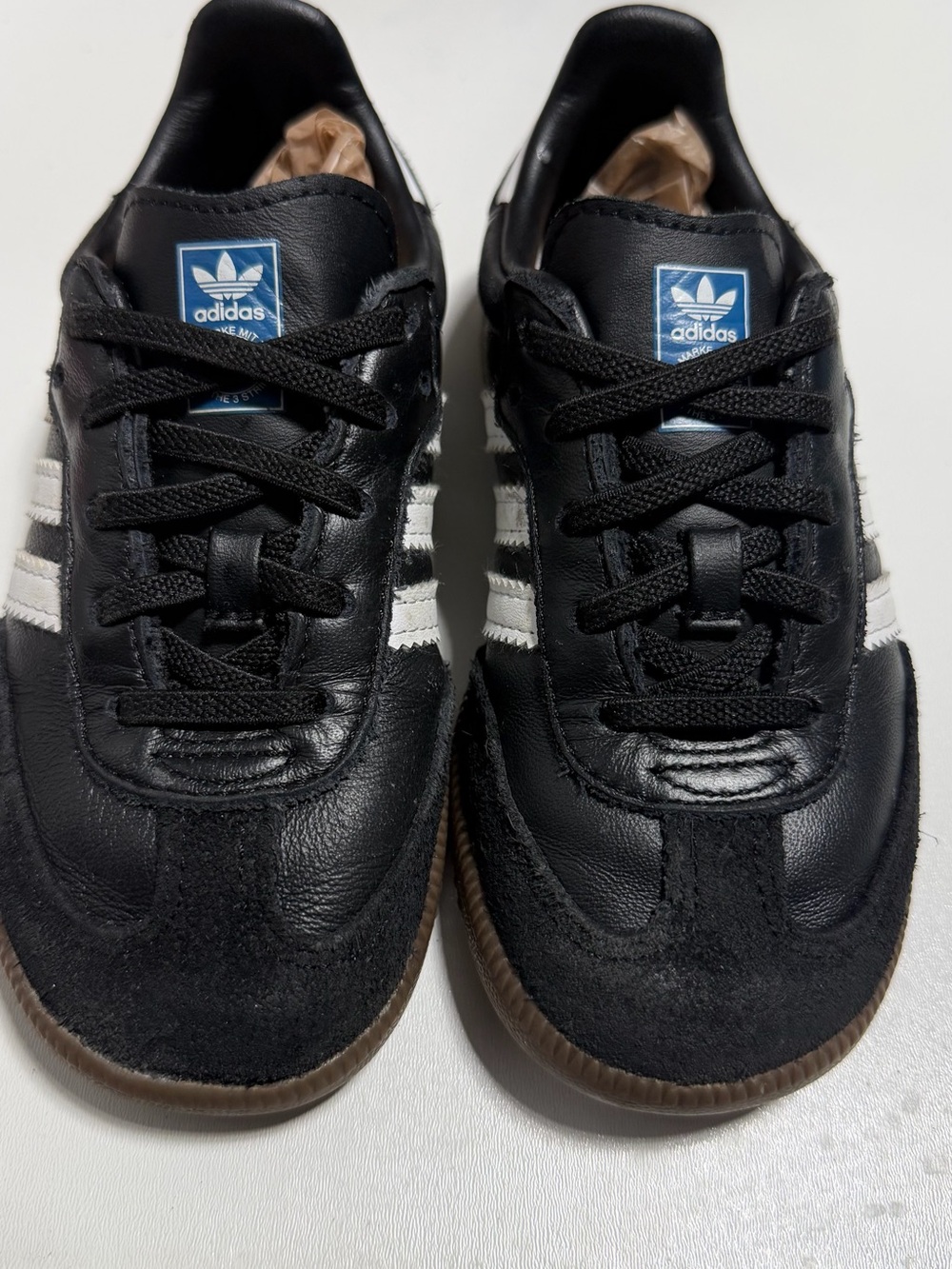 adidas Samba Black Leather Low-Top Sneakers with White Stripes